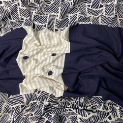 dzianina jersey bawełniany granatowo-beżowo-biały CO1226