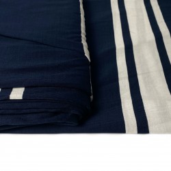 dzianina jersey bawełniany granatowy w białe paski CO1284
