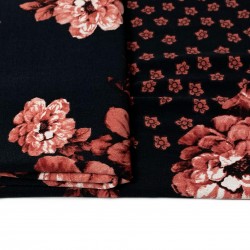 dzianina jersey syntetyczny czarny w kwiaty PL1395