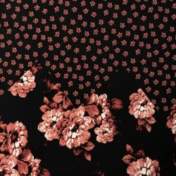 dzianina jersey syntetyczny czarny w kwiaty PL1395