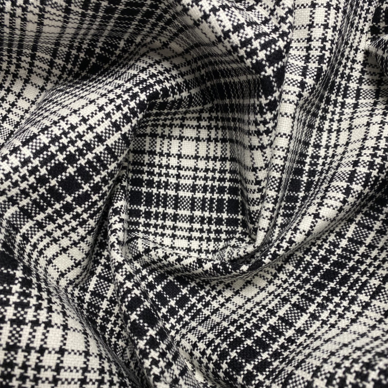 Wełna tweed w czarno-białą kratę WV1853