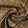 Tweed w bordowo żółtą kratę - materiał wełniany na marynarkę zimową