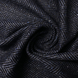 Tweed welna 100% granatowy w jodełkę - materiał wełniany na płaszcze