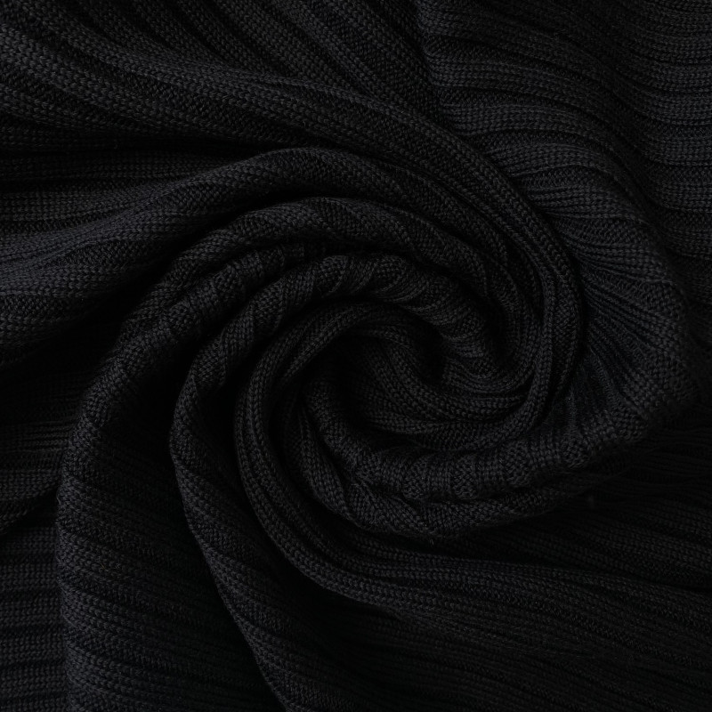 Dzianina wełna 100% czarna - materiał wełniany na swetry