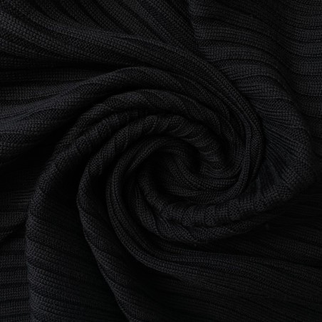 Dzianina wełna 100% czarna - materiał wełniany na swetry