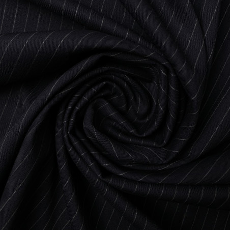 wełna 100% 110’s - materiał na garnitury granatowy w paski