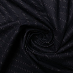 Flanela z kaszmirem - miękka wełna na garnitury i koszule granatowa w paski