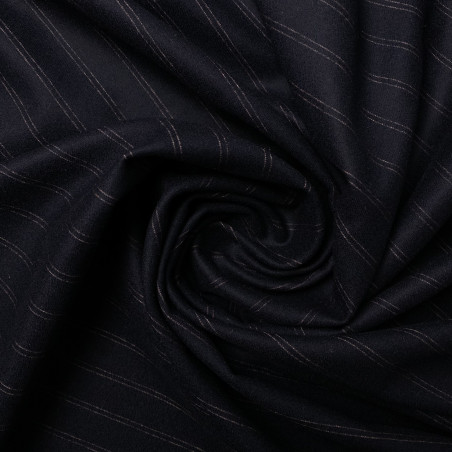 Flanela z kaszmirem - miękka wełna na garnitury i koszule granatowa w paski