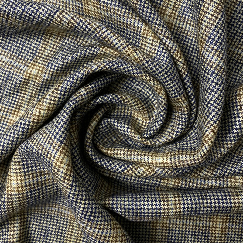 Flanela wełniana kaszmir 100% - miękki materiał na koszule i garnitury w kratę