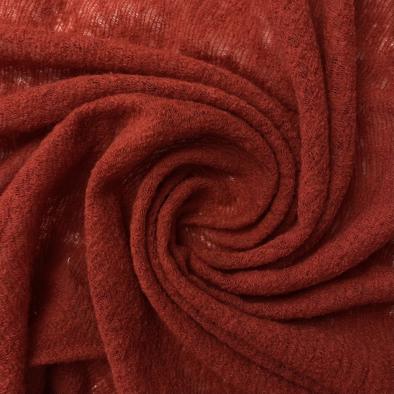 Dzianina ażurowa czerwona wełna 100%