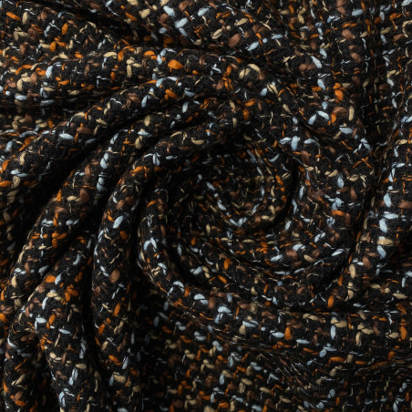 Tkanina CHANEL na żakiety - materiał z wełną czarno-pomarańczowy