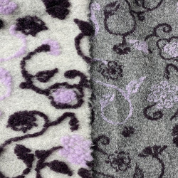 dzianina wełniana bukla w strukturalne kwiaty WV2672