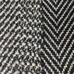 dzianina wełniana płaszczowa bukla czarno-biała w jodełkę WV2669