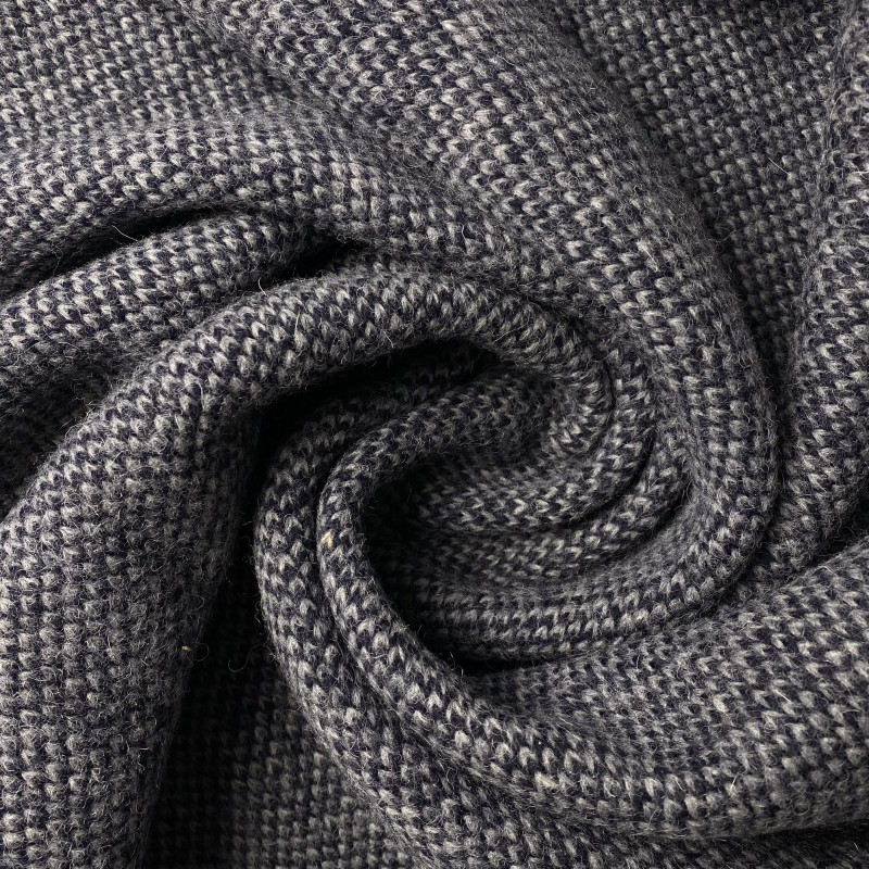 Dzianina wełniana szaro-granatowa - gruba wełna 100% na swetry i płaszcze