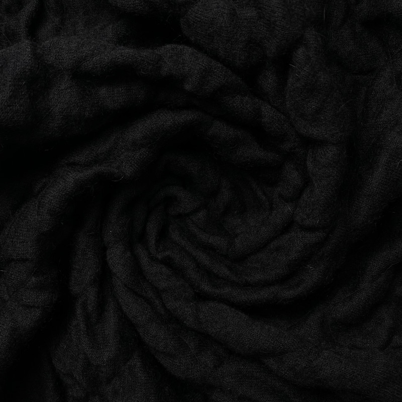 Dzianina wełniana strukturalna czarna